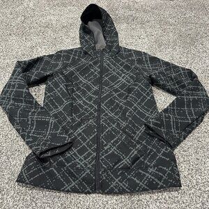 Columbia Women's Sweet Slope Softshell Jacket Full Zip Hoodie Black Gray, Medium